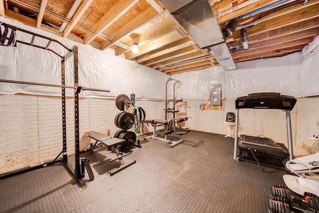 exercise area featuring electric panel