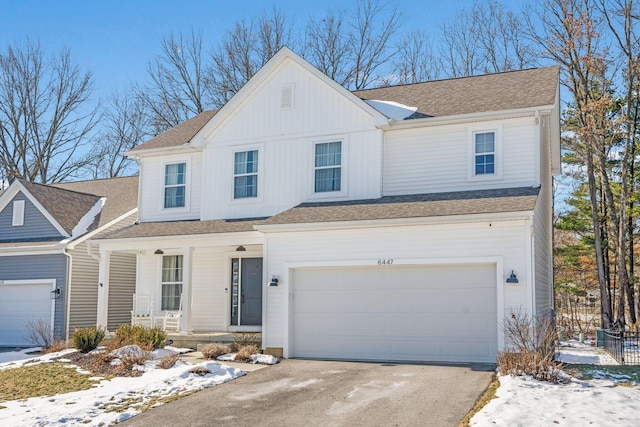 view of front property with a garage