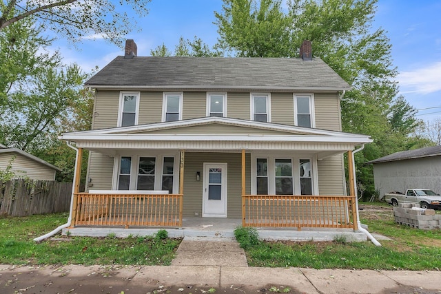 view of front facade featuring covered porch