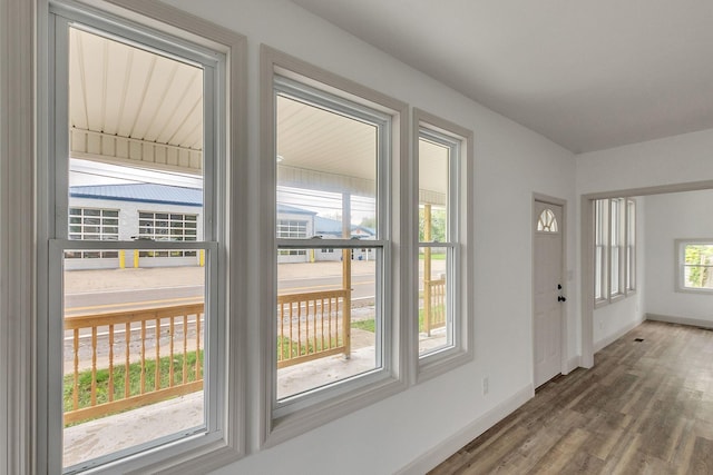 doorway featuring hardwood / wood-style floors