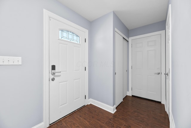 entrance foyer with dark hardwood / wood-style flooring