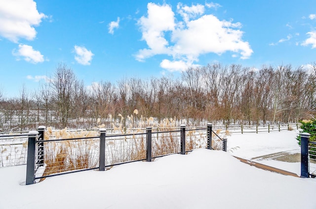 view of yard layered in snow