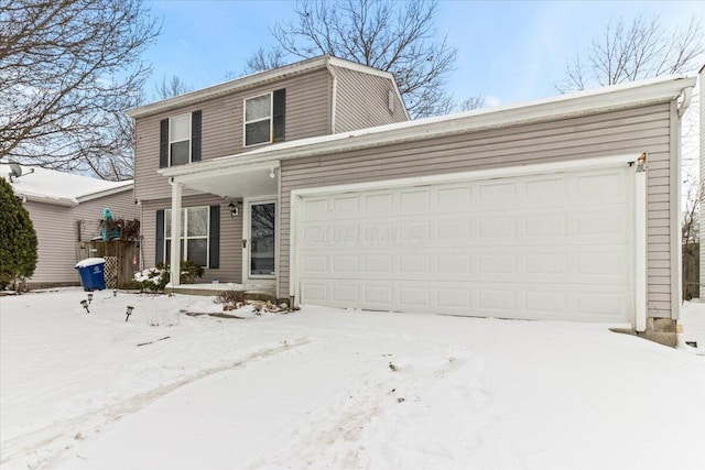 view of front property with a garage