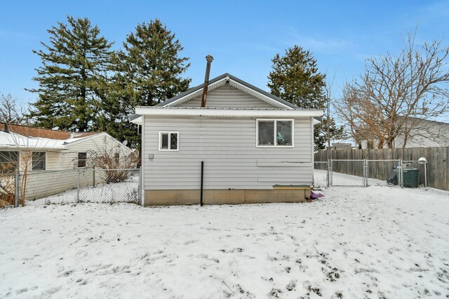 view of snow covered property