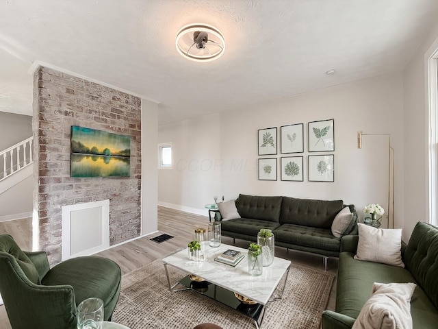 living room featuring light hardwood / wood-style flooring