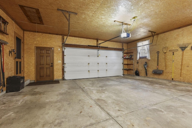 garage with a garage door opener