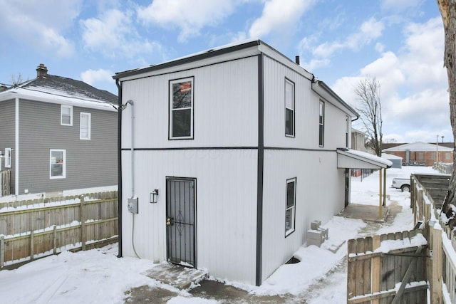 view of snow covered exterior