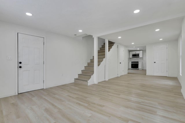 interior space with light hardwood / wood-style flooring