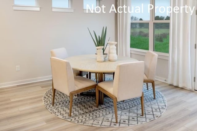 dining area with light hardwood / wood-style floors