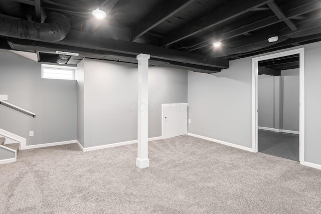 basement with carpet