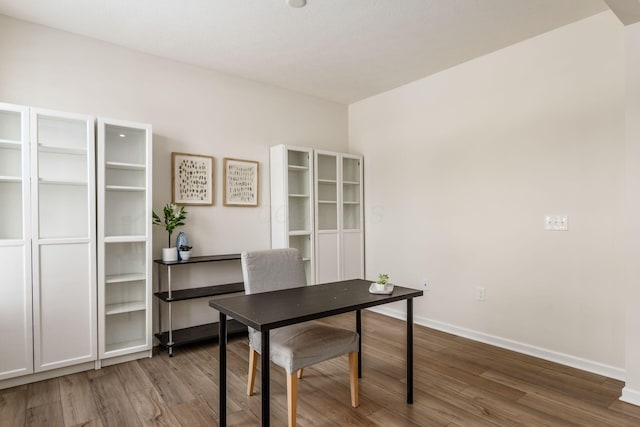 office space featuring wood-type flooring