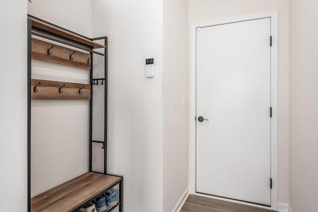 mudroom featuring hardwood / wood-style flooring