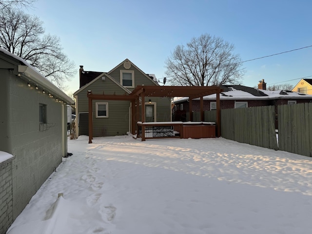 view of snow covered property