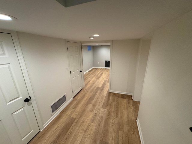 hall featuring light wood-type flooring