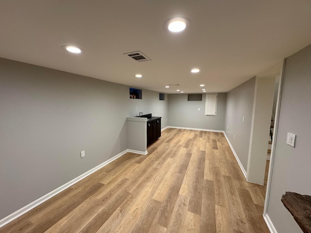 interior space with light hardwood / wood-style floors