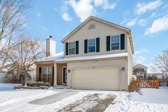 view of front property with a garage