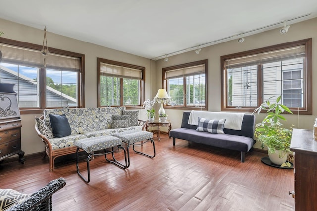 sunroom with rail lighting