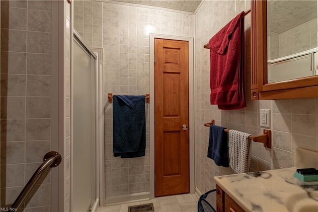 LOT42 Briar Hill Ests, Senecaville, OH 43780 - bathroom with vanity, tile walls, and a shower with shower door
