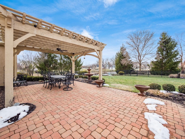 view of patio featuring a pergola