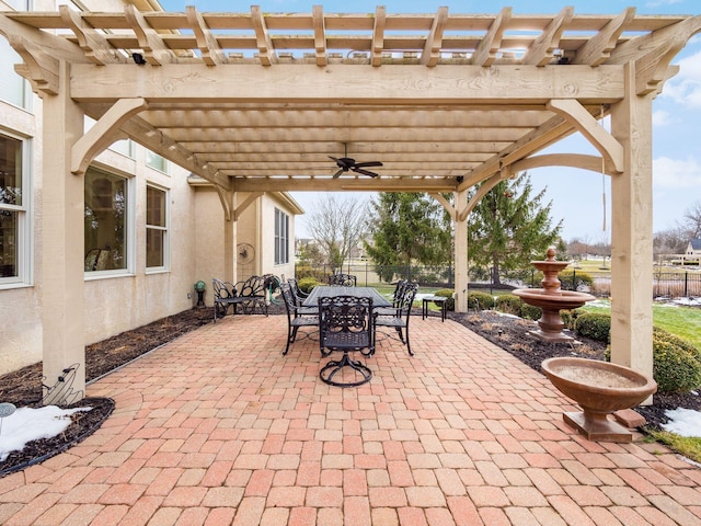 view of patio / terrace featuring a pergola