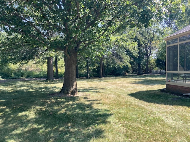 view of yard with a sunroom