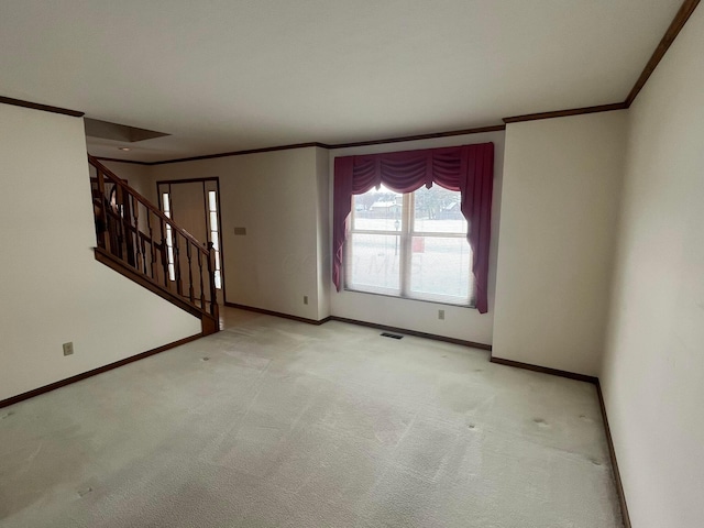 unfurnished living room featuring light colored carpet