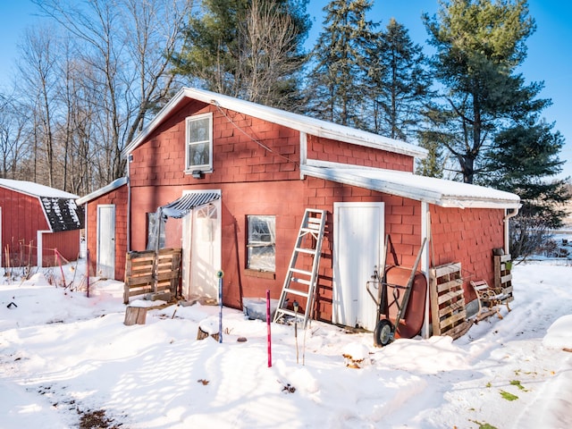 view of snow covered structure