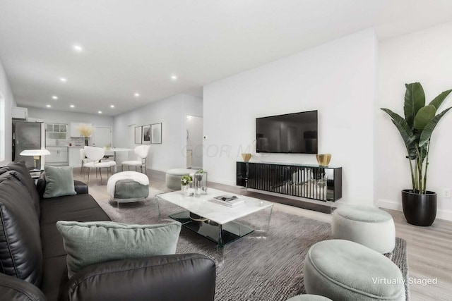 living room with light wood-type flooring