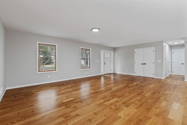 unfurnished living room with light hardwood / wood-style floors