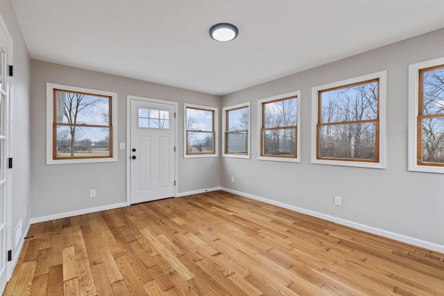 foyer entrance featuring a wealth of natural light and light wood-type flooring