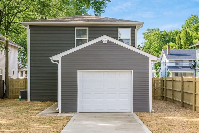 garage with central air condition unit