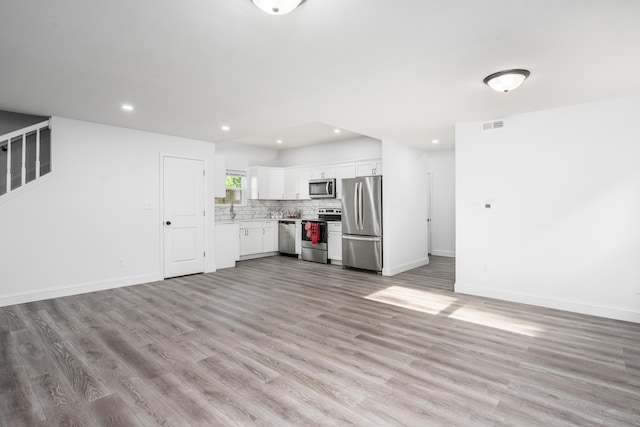 unfurnished living room with light hardwood / wood-style floors