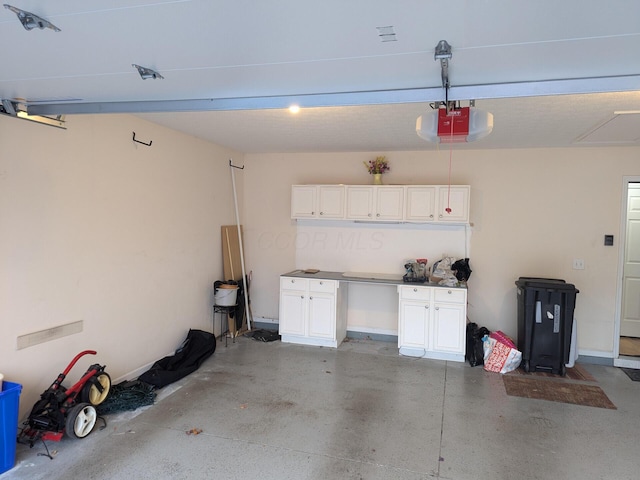 garage with a garage door opener