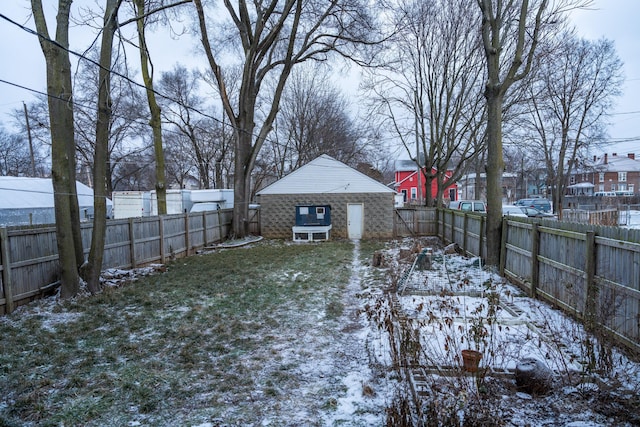 view of yard covered in snow