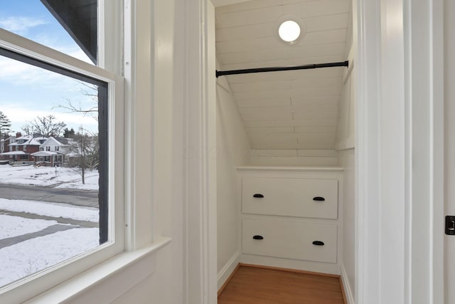 interior space with hardwood / wood-style flooring