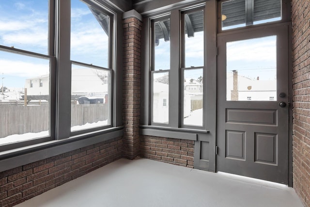 view of unfurnished sunroom