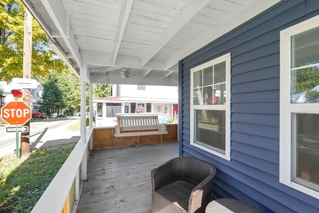 deck featuring a porch