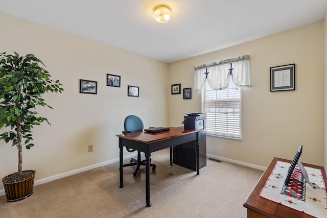 office featuring light carpet