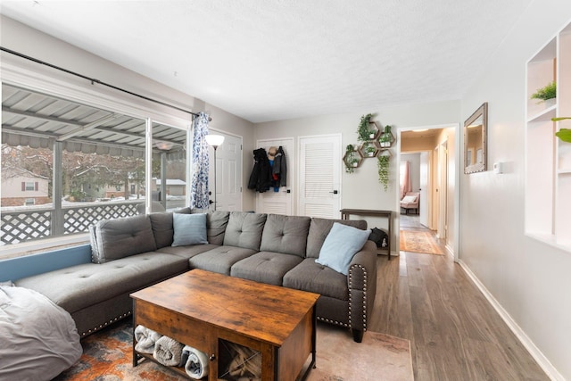 living room with hardwood / wood-style floors