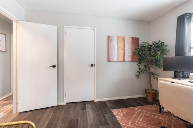 office featuring dark wood-type flooring