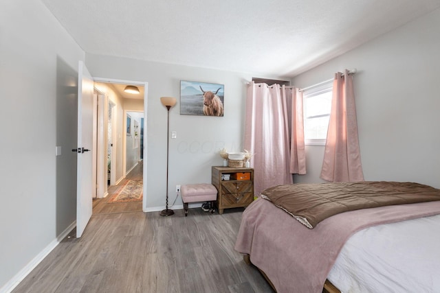 bedroom with hardwood / wood-style flooring