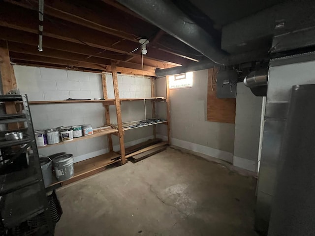 basement with electric panel