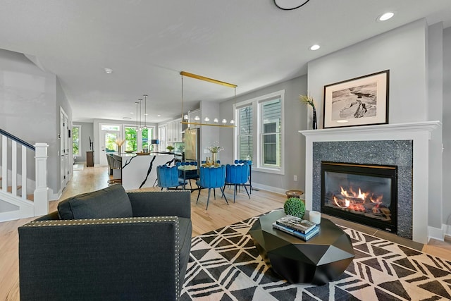 living room featuring light hardwood / wood-style flooring