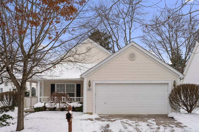 view of front of home featuring a garage and a porch