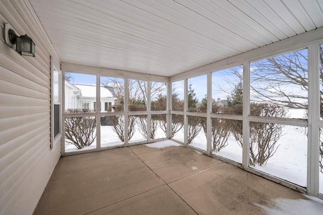 view of unfurnished sunroom