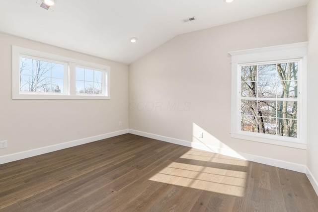 2015 W 5th Ave Unit 211, Columbus, OH 43212 - unfurnished room with dark hardwood / wood-style flooring and vaulted ceiling