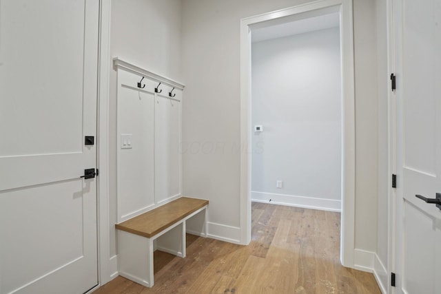 mudroom featuring light hardwood / wood-style flooring