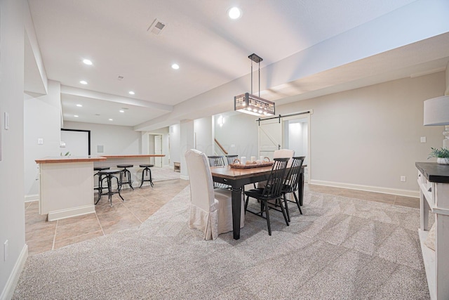 view of carpeted dining room