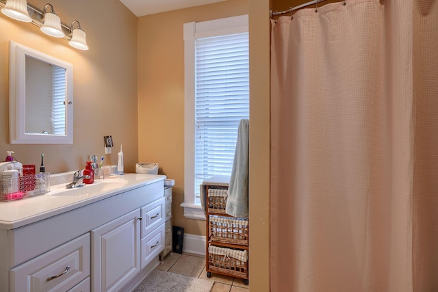 bathroom featuring vanity and tile patterned floors