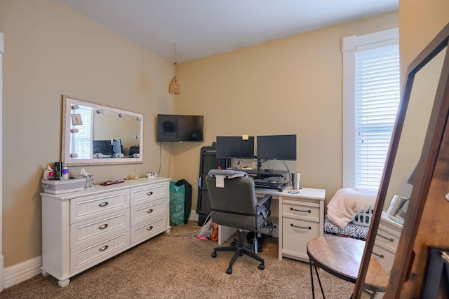 office space featuring light carpet